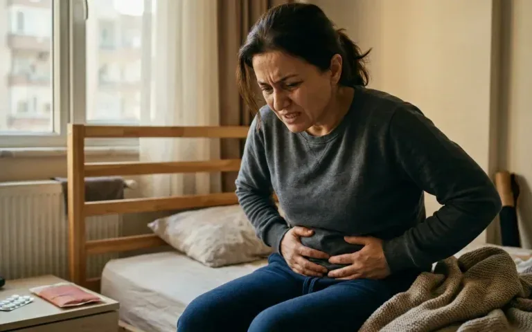 Karın ağrısı olan kadın