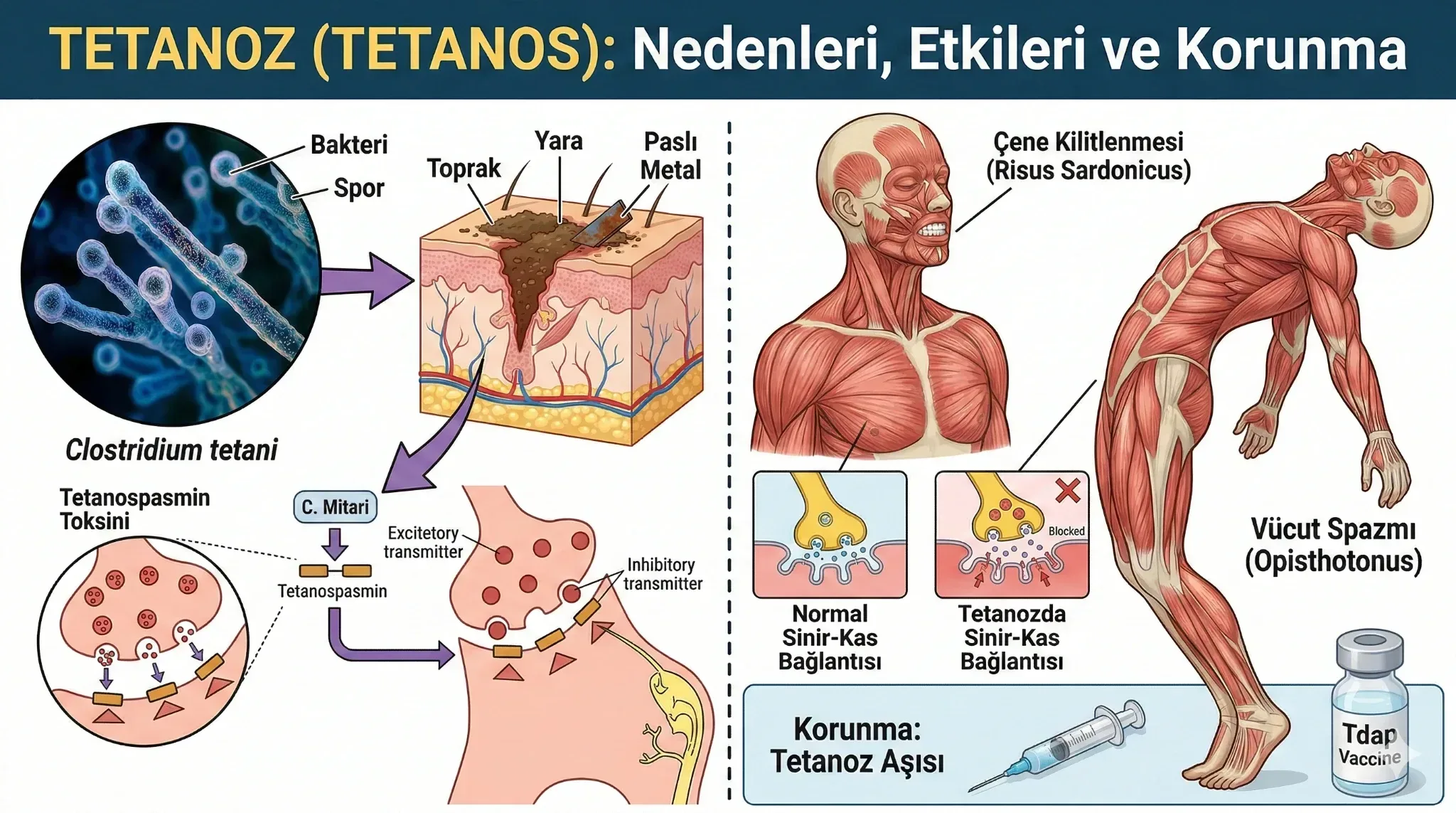 Tetanoz nedir? Tetanoz vücuttaki etkilerini nasıl ortaya çıkarır?