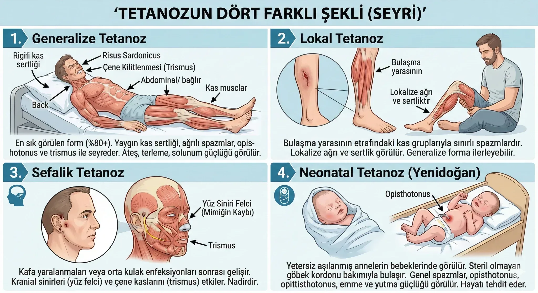 Kaç tip tetanoz vardır? Tetanoz türleri neler?